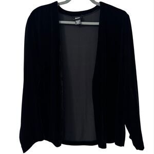 Eileen Fisher Velvet VNeck Cardigan Large Black Silk Blend Single Button Classic